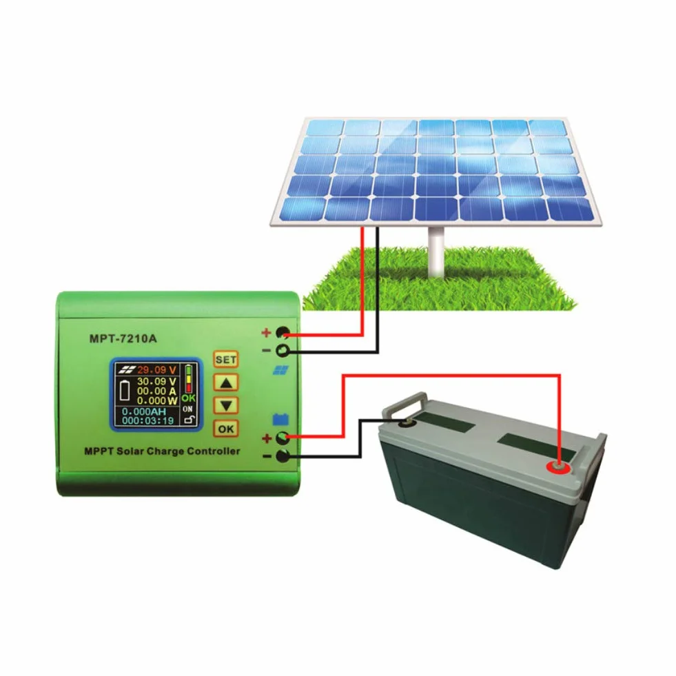 Regulator ładowania panelu słonecznego, MPT-7210A kontroler ładowania panelu słonecznego wyświetlacz LCD kontroler solarny dla przemysłu domowego komercyjnego samochodu łodzi