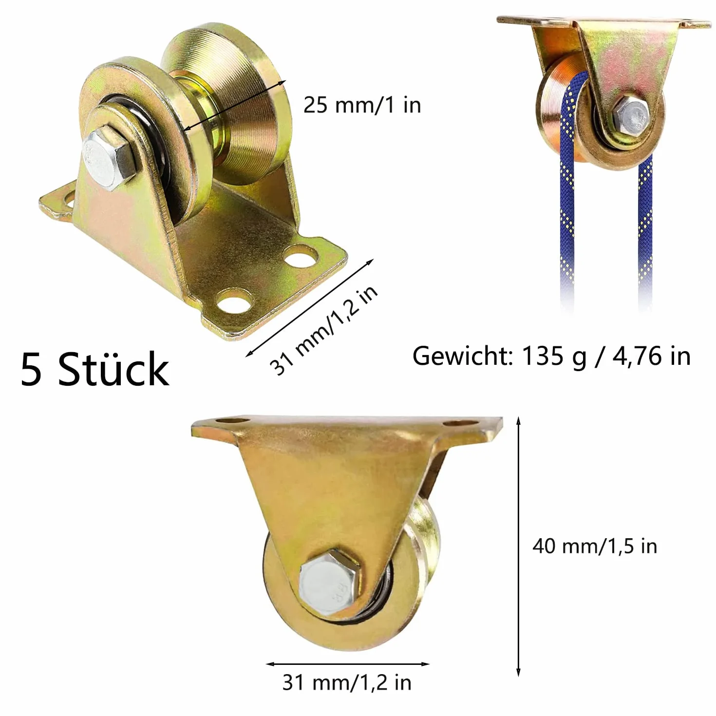 Rolki zwrotne do lin, 5 sztuk kółek z rowkiem V, rolka kierunkowa do lin ciągnących, rolet, lin do prania, szyn, 30 mm
