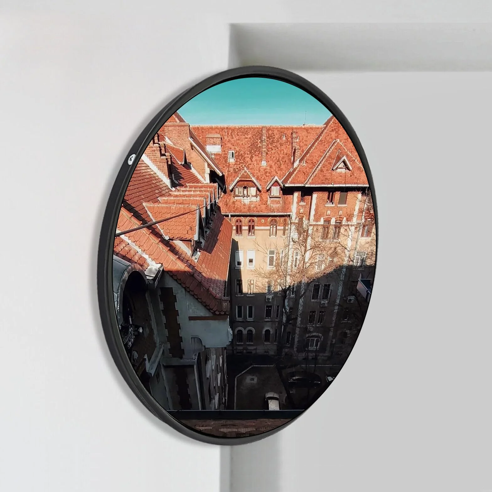 Lusterko panoramiczne 30 cm, wypukłe lustro drogowe: HOMURY lustro do ruchu drogowego, lustro bezpieczeństwa, szeroki kąt widzenia 230°, do wjazdów, magazynów, garaży i biur, do użytku na zewnątrz i
