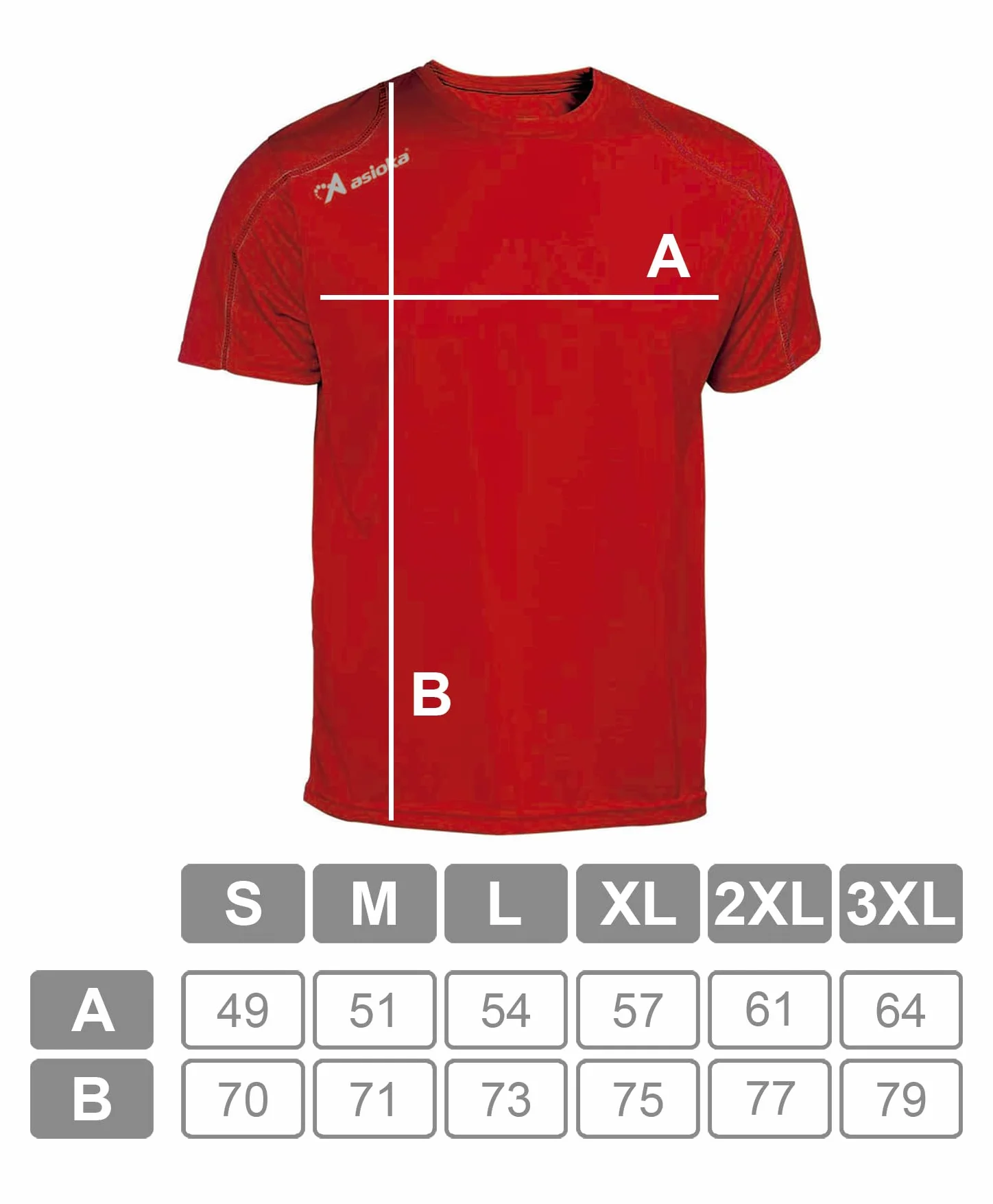 Asioka Uniseks Asioka 75/09 Koszulka Sportowa, Czerwony, XXL