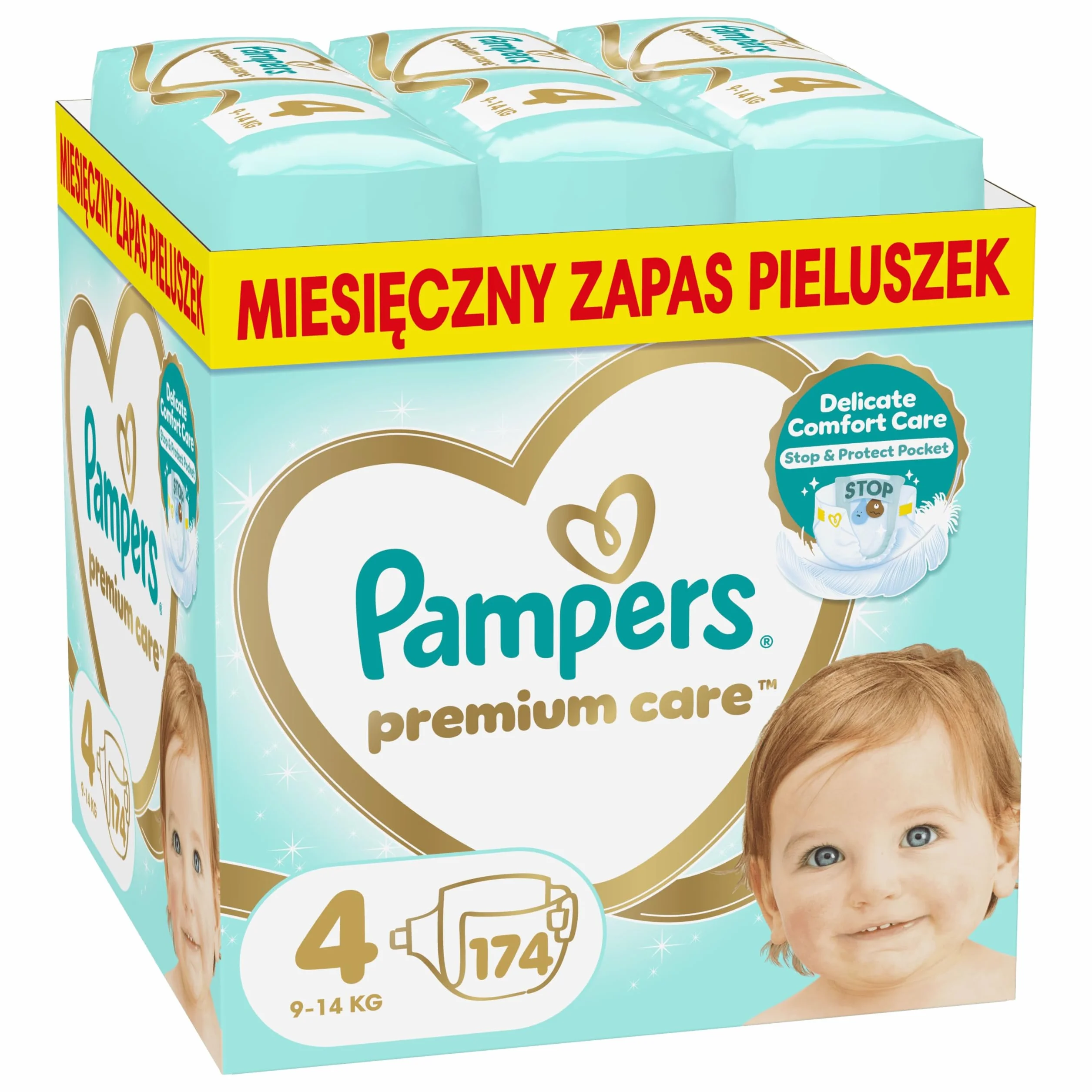 Pampers Premium Care rozmiar 4, 174 pieluszki, 9kg-14kg