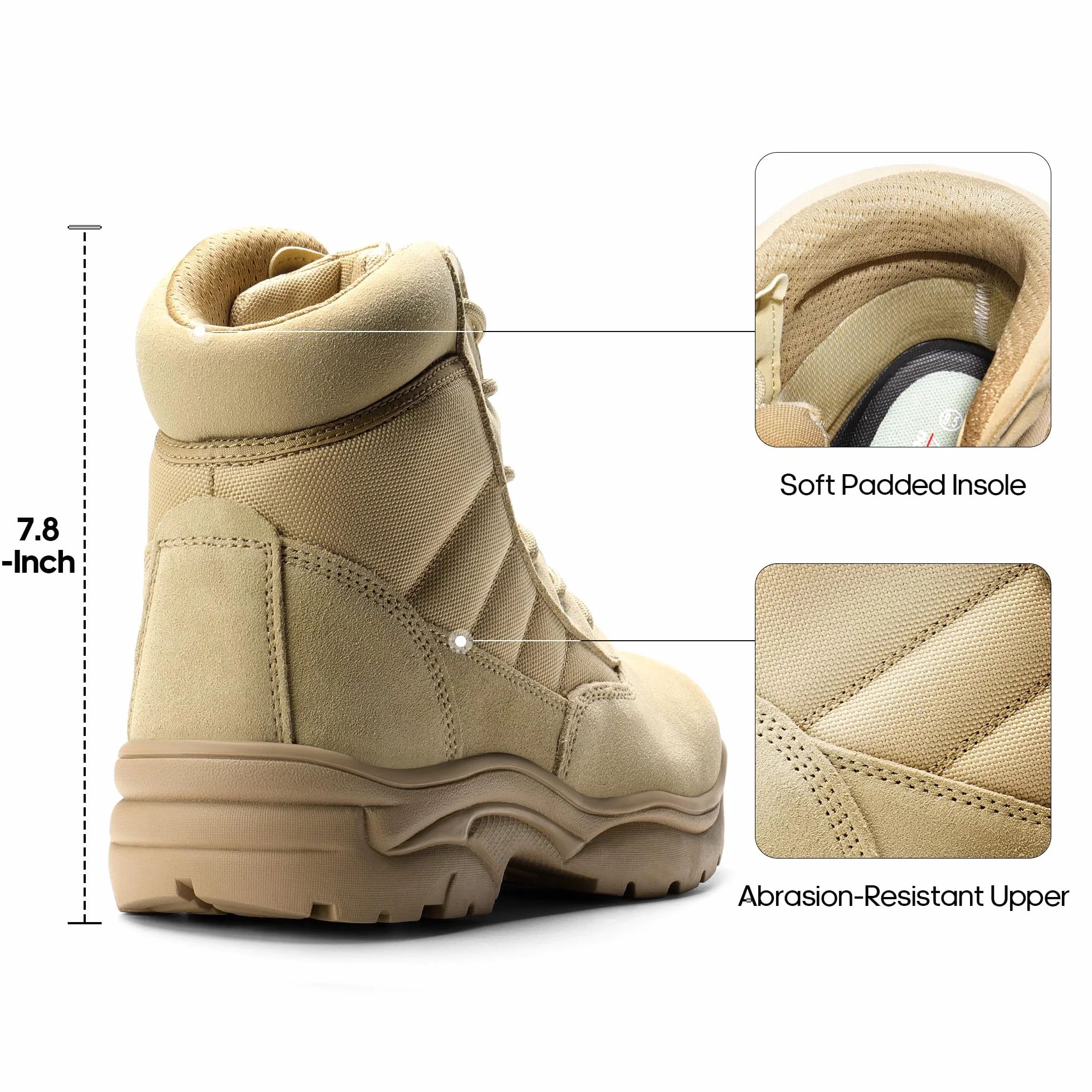 NORTIV 8 Męskie wodoodporne taktyczne buty robocze skórzane 15 cm
