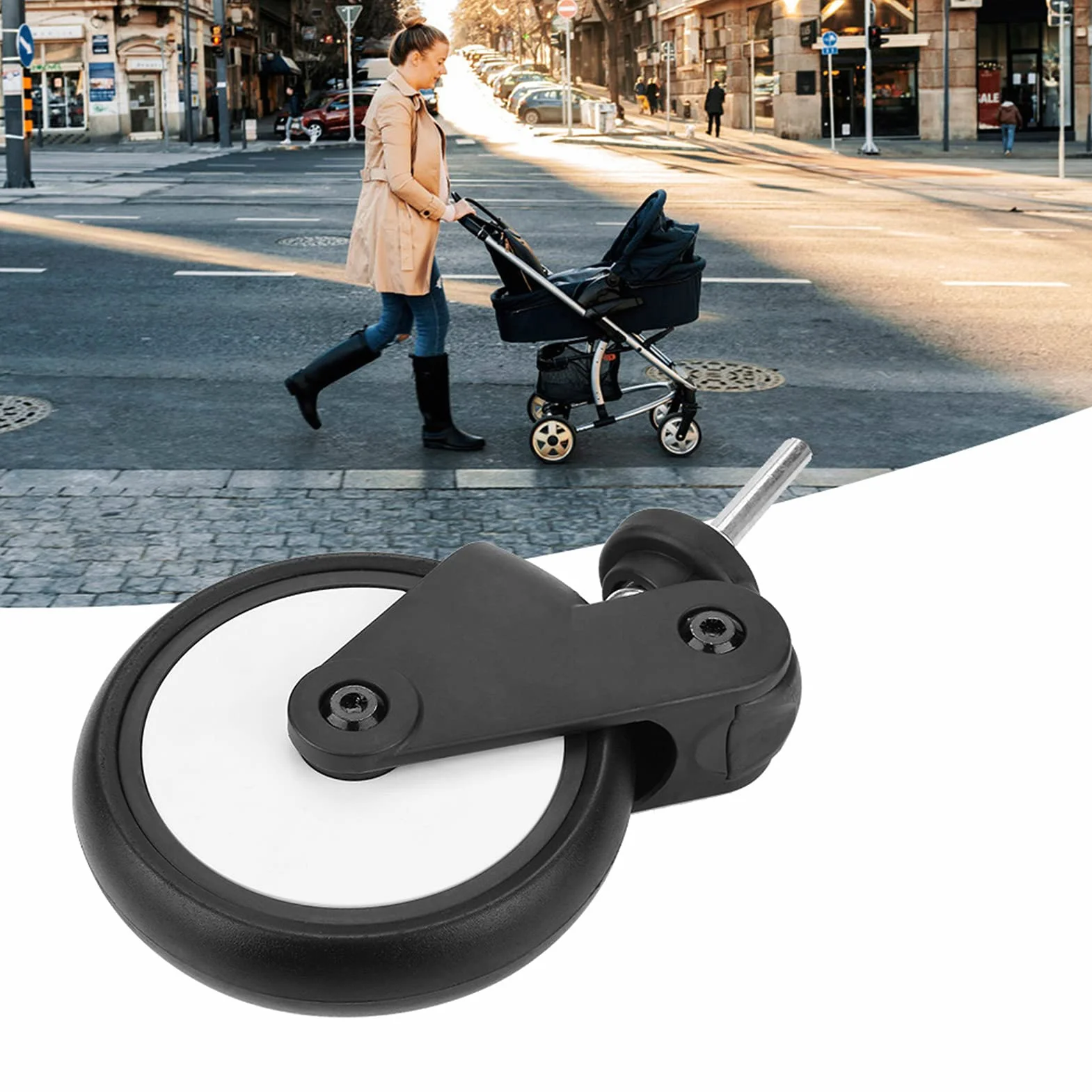 Wózki Dziecięce Gumowe Koła, Zapasowe Wózki Dziecięce Yoyo Babyzen Gumowe Przednie Tylne Koła Akcesoria do Wózka Dziecięcego Yoya Vovo z Narzędziami (Para przednich kół)