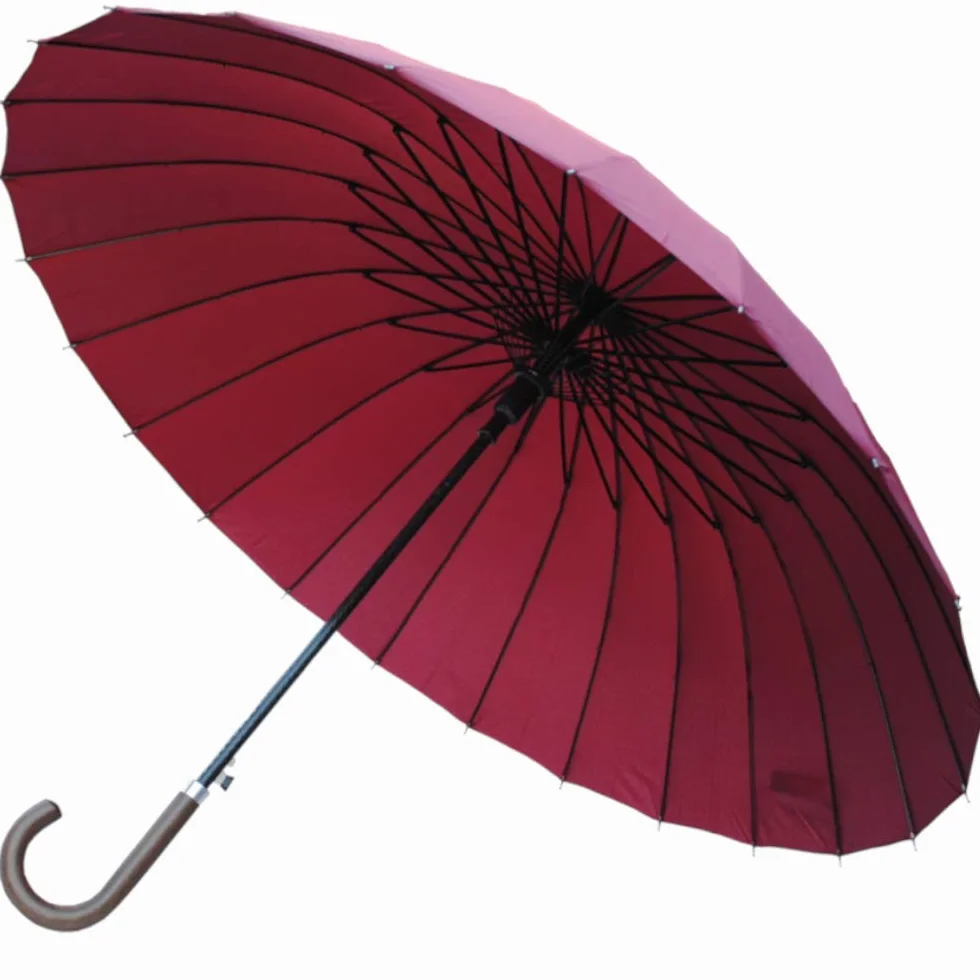 COLLAR AND CUFFS LONDON Wiatroodporny parasol żebrowy z 24 żebrami dla super wytrzymałości - 60 km/h bardzo mocny - trójwarstwowa wzmocniona rama z włókna szklanego - drewniany uchwyt haczykowy -