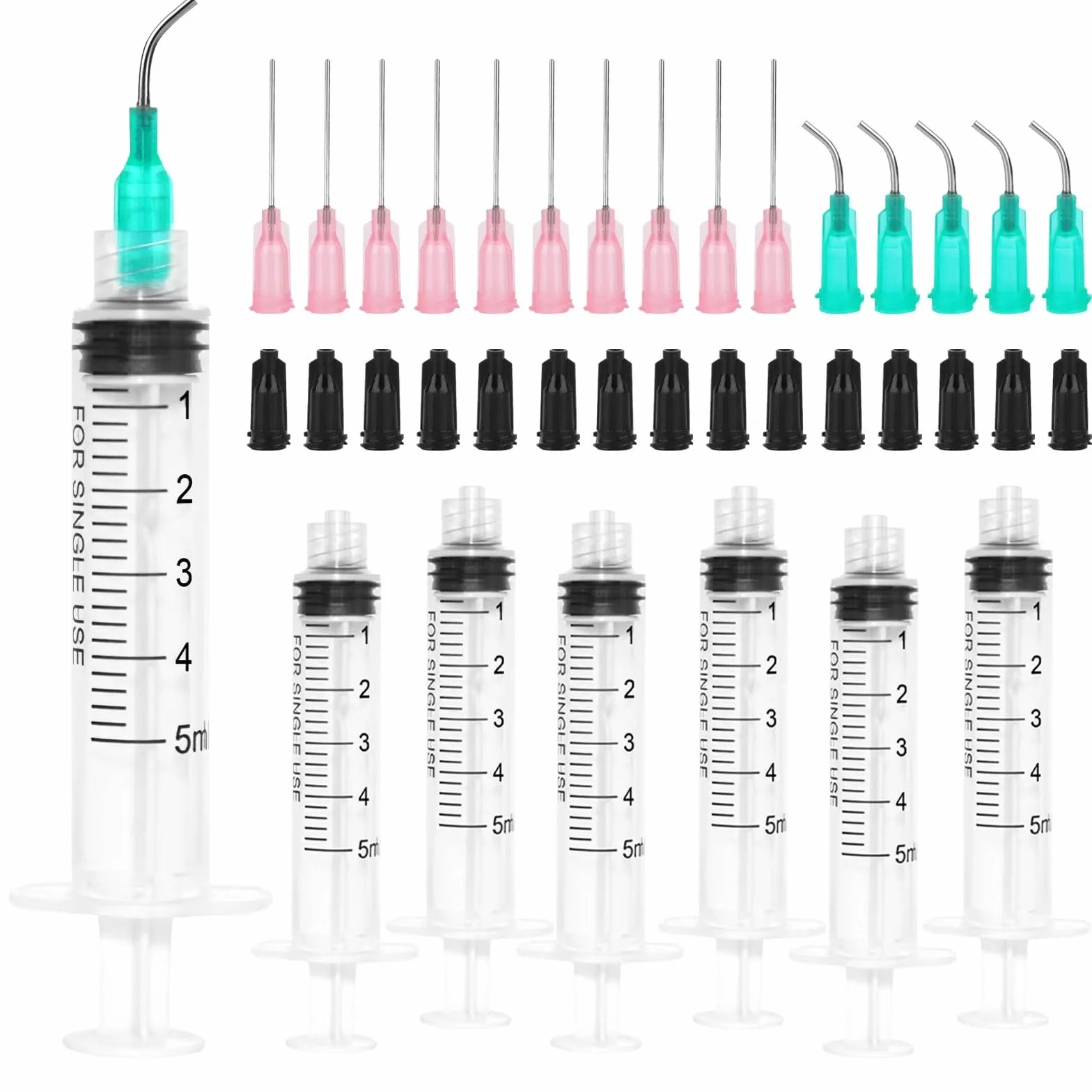 Strzykawka 5 ml, 15 sztuk strzykawka z tworzywa sztucznego, strzykawka 5 ml, strzykawka z nakrętką, strzykawka z tworzywa sztucznego, strzykawka dozująca, wielokrotnego użytku, do laboratorium,