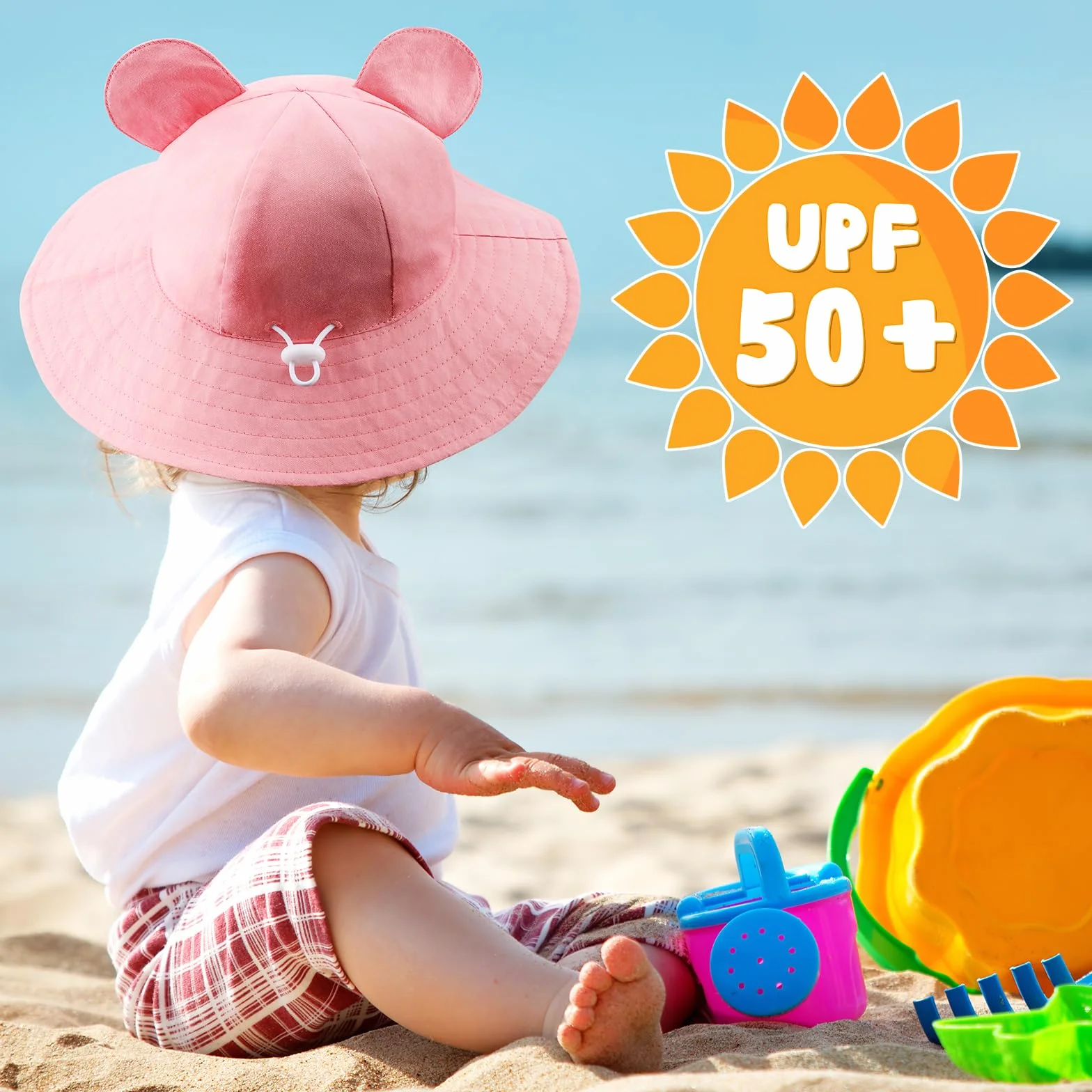Czapka z Uszami Niedźwiedzia dla Dzieci UPF 50+ Ochrona Przeciwsłoneczna