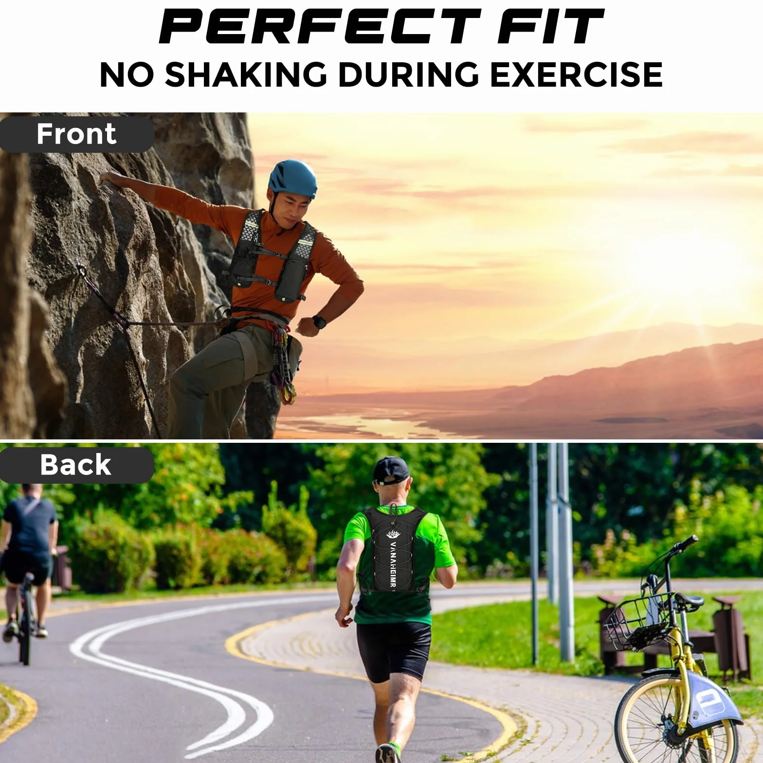 Plecak do biegania szlakowego, lekki i wodoodporny, z odblaskami, oddychający, kamizelka do biegania MTB, maraton, wspinaczka, jazda na rowerze, czarny