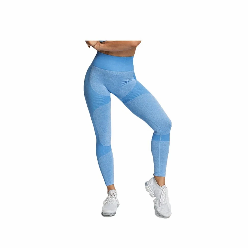 Spodnie do jogi Bezszwowe legginsy Damskie spodnie do jogi z wysokim stanem Push Up Butt Sport Legginsy Rajstopy gimnastyczne Odzież sportowa (kolor: pomarańczowy, rozmiar: L) (niebieski M)
