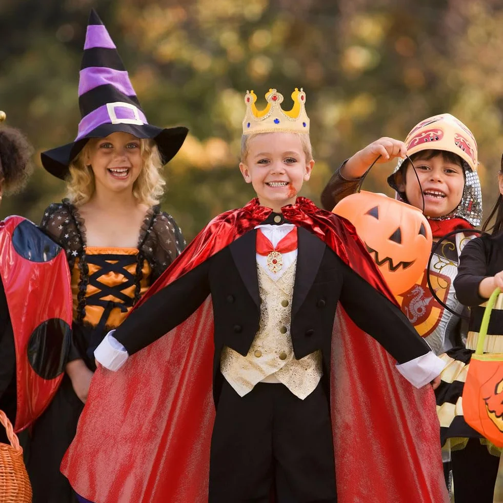 AOOWU Średniowieczna peleryna z kapturem, kostium króla dla dorosłych, kostium króla i królowej, na Halloween, Boże Narodzenie, karnawał, czerwona peleryna