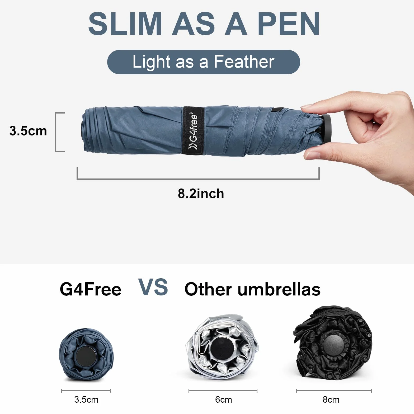 G4Free Składany parasol kompaktowy ultralekki włókno węglowe mini UV 113 g
