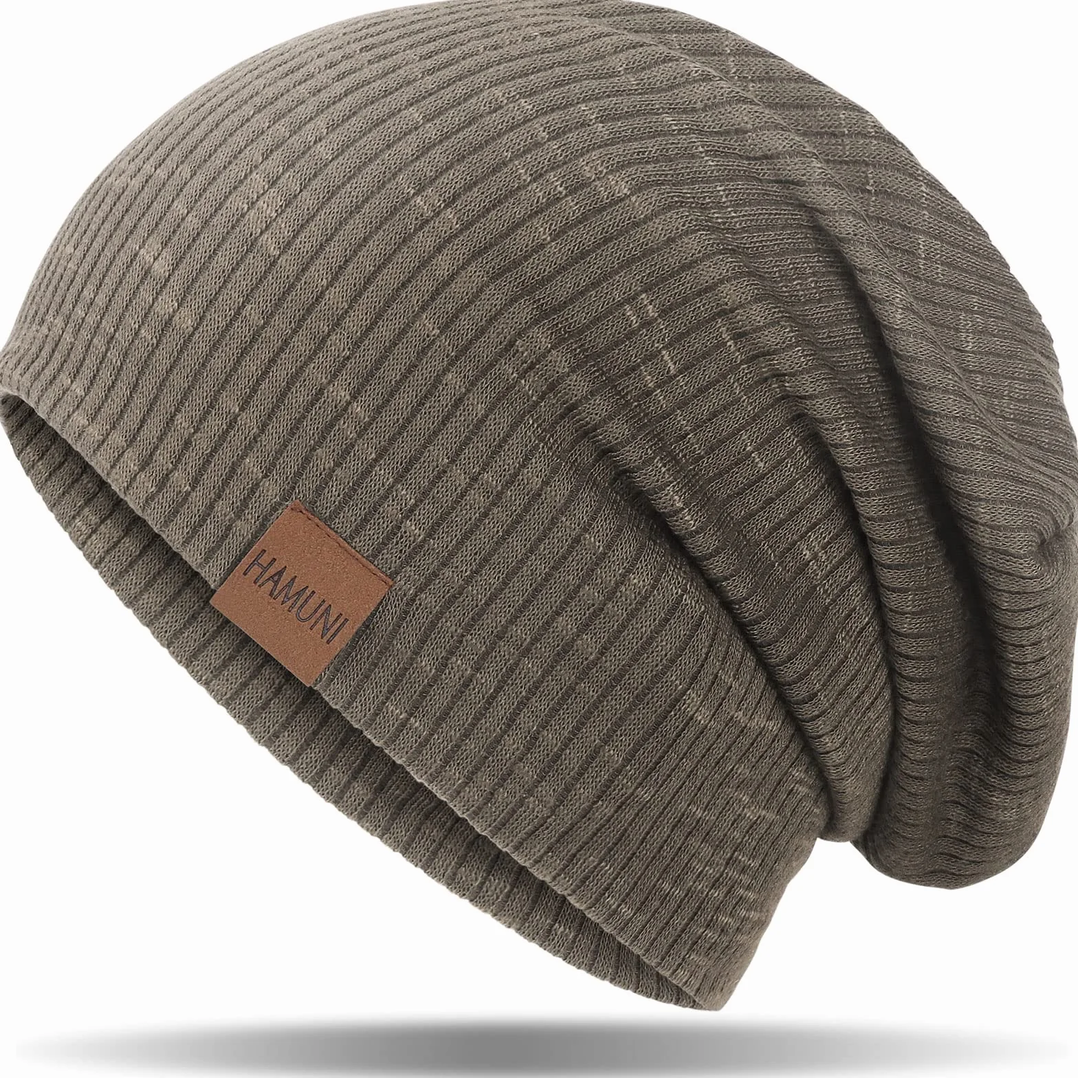 Hamuni Slouch Beanie Czapka damska, męska, elastyczna, miękka, wygodna, z dżerseju, klasyczna, modna, długa czapka typu beanie, idealna na wiosnę, jesień i zimę, zielony, jeden rozmiar
