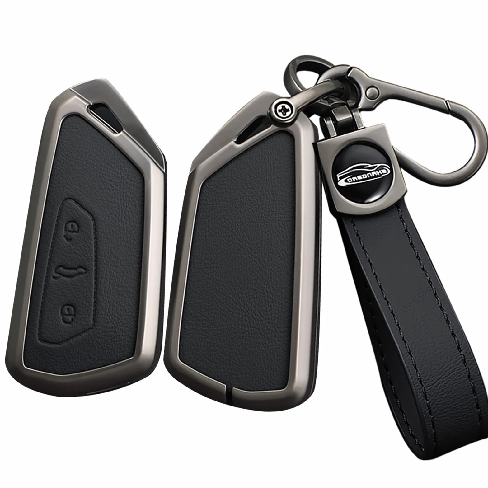 ontto Etui na kluczyki samochodowe, pasuje do VW Golf 8 R, ID4, ID5, ID.7, Seat Leon, FR, MK4, Cupra, Formentor, do Skoda Octavia A8 MK8, ze stopu cynku, skóra, etui ochronne, osłona na klucze,