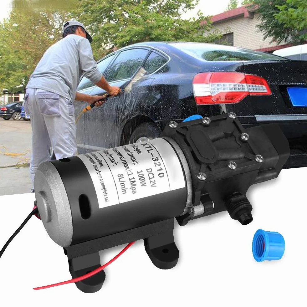 Wysokociśnieniowa Pompa Wodna 12V DC 100W, 8L/Min 160Psi, Samozasysająca Membranowa, do Mycia Kamperów, Samochodów, Łodzi, Nawadniania Ogrodu