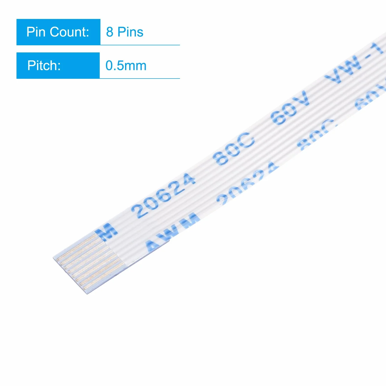 sourcing map Zestaw 10 kabli FFC FPC 8 pinów, 0,5 mm, 60 mm (typ A) do drukarki LCD 3D, aparatu, DVD