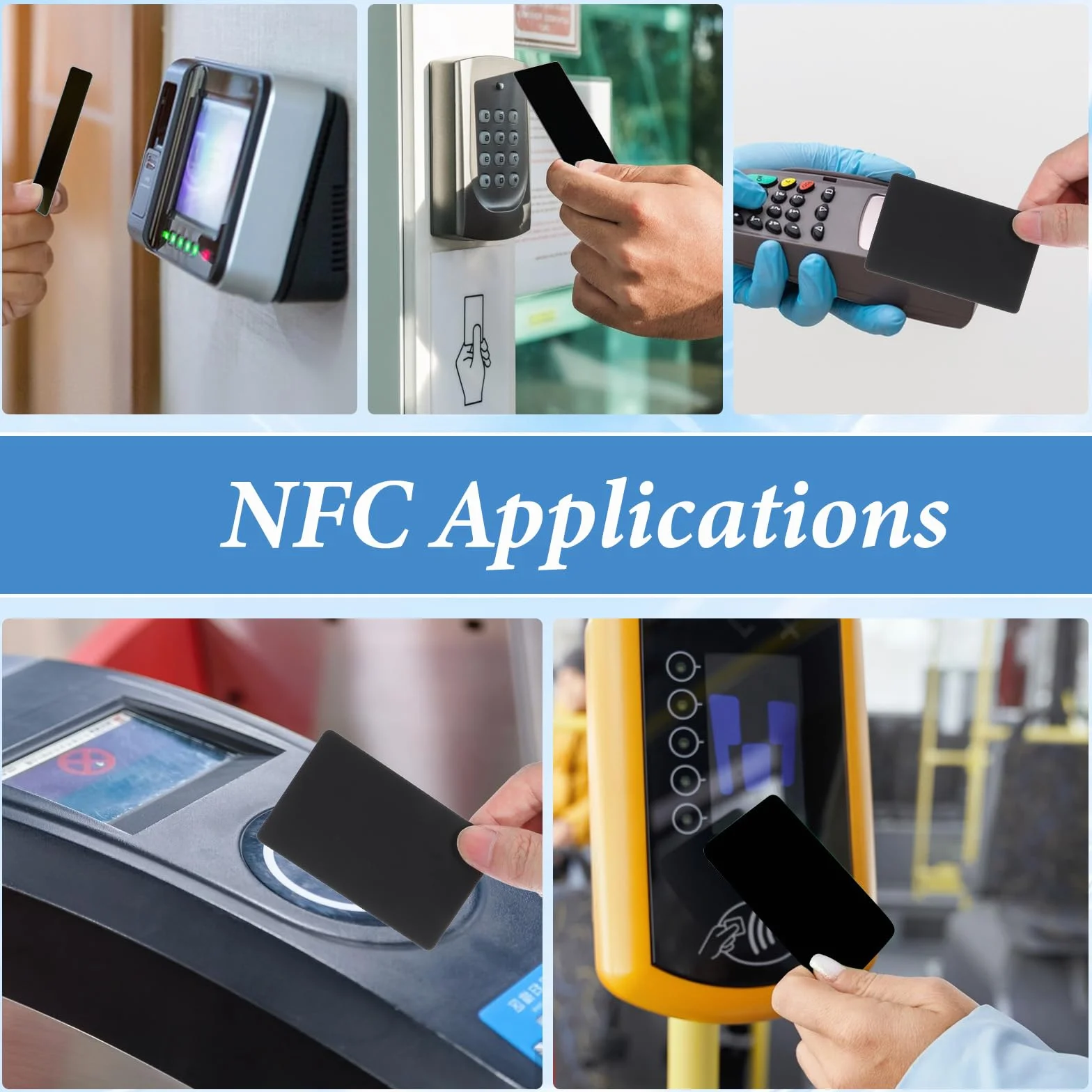 20 szt. czarnych kart NFC NTAG215 do wielokrotnego zapisywania puste karty z chipem, pamięć 504 bajtów, kompatybilne z urządzeniami obsługującymi NFC, programowalne znaczniki NFC z PCW dla firm