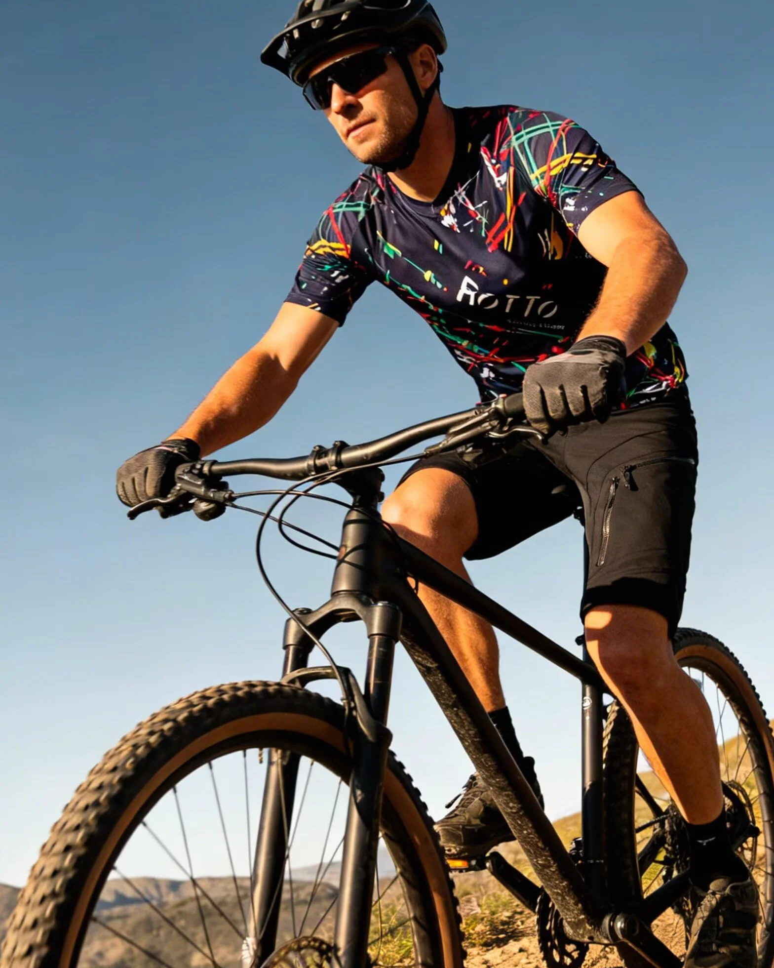 ROTTO Męska koszulka rowerowa MTB z krótkim rękawem do MTB BMX Downhill odprowadzająca wilgoć szybkoschnąca