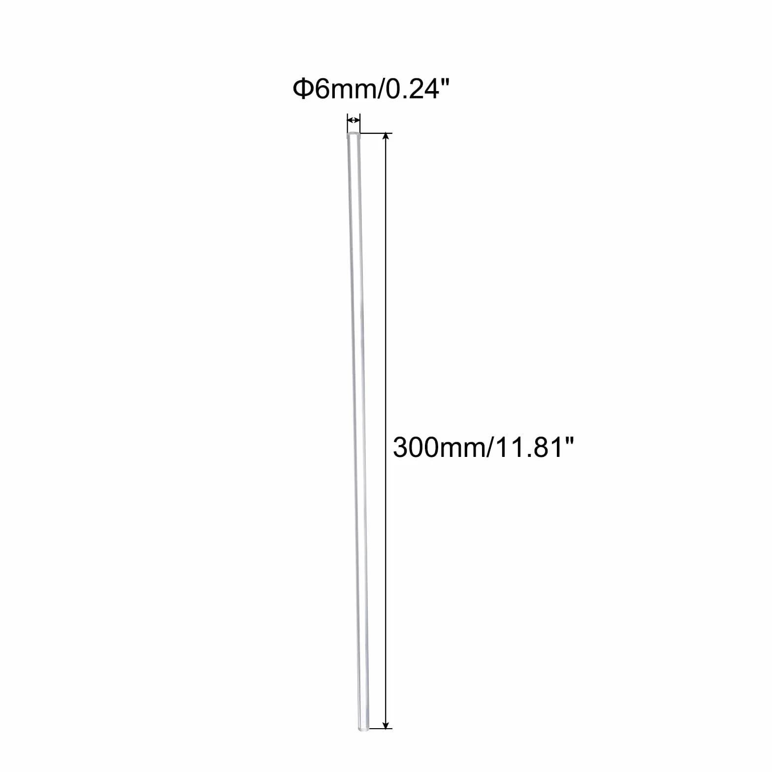QUARKZMAN Akrylowy pręt okrągły o średnicy 6 mm, długość 12", przezroczysty, solidny plastik, PMMA, do kołków akrylowych, do majsterkowania, rzemiosła artystycznego, 12 szt
