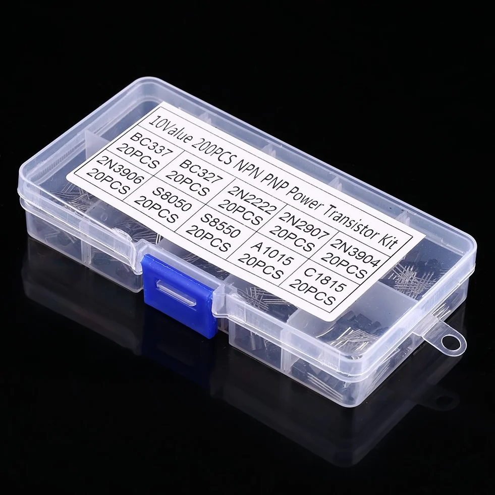 Tranzystor 2N2222 2N3904 Zestaw Asortymentowy Npn Pnp A1015 dla Led 2N 200 Sztuk 10 Wartości Tranzystory Krzemowe Asortyment Wciągarki Bc337, Bc327, 2N2222, 2N2907, 2N3904, 2N3906