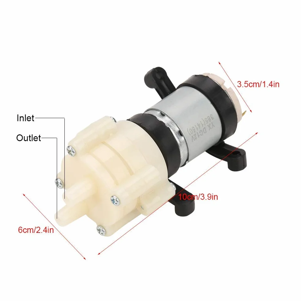 Membranowa pompa wodna 12V Mini elektryczna pompa wodna 1.5-2L/min ciśnieniowa pompa membranowa do maszyny do herbaty Fish Tank