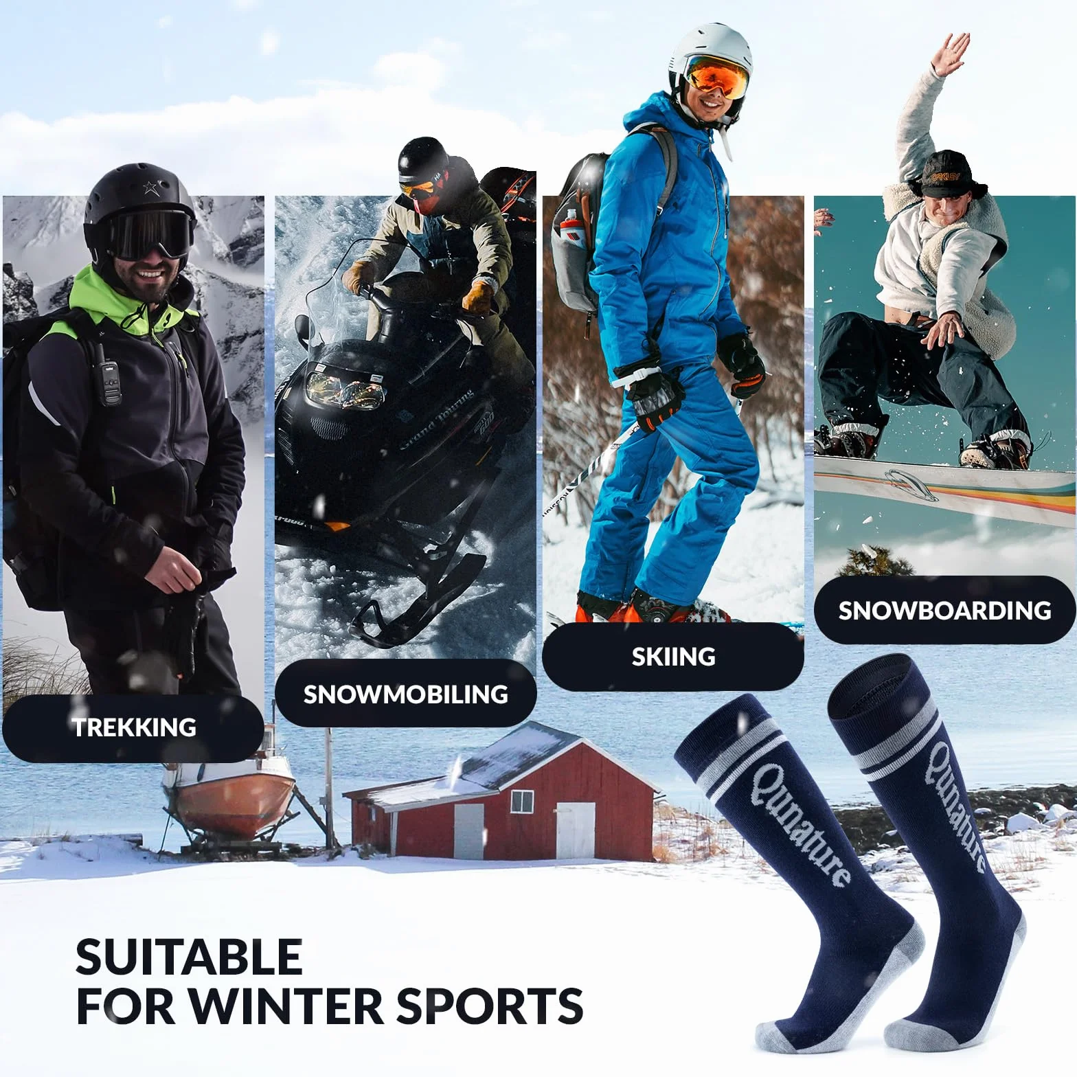 Skarpetki Narciarskie Damskie/Męskie Skarpety Zimowe Wełna Merino Ciepłe Oddychające Termiczne Skarpety Narciarskie do Sportów Zimowych Narciarstwo, Snowboard, Łyżwiarstwo 1 Para 37-48