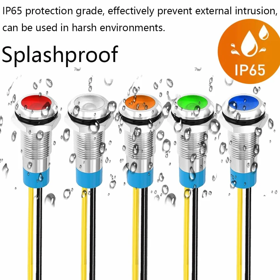 Gebildet 5 Sztuk 8mm 230V Ac Led Metalowy Wskaźnik Świetlny Wodoodporna Lampka Sygnalizacyjna (Zielona)