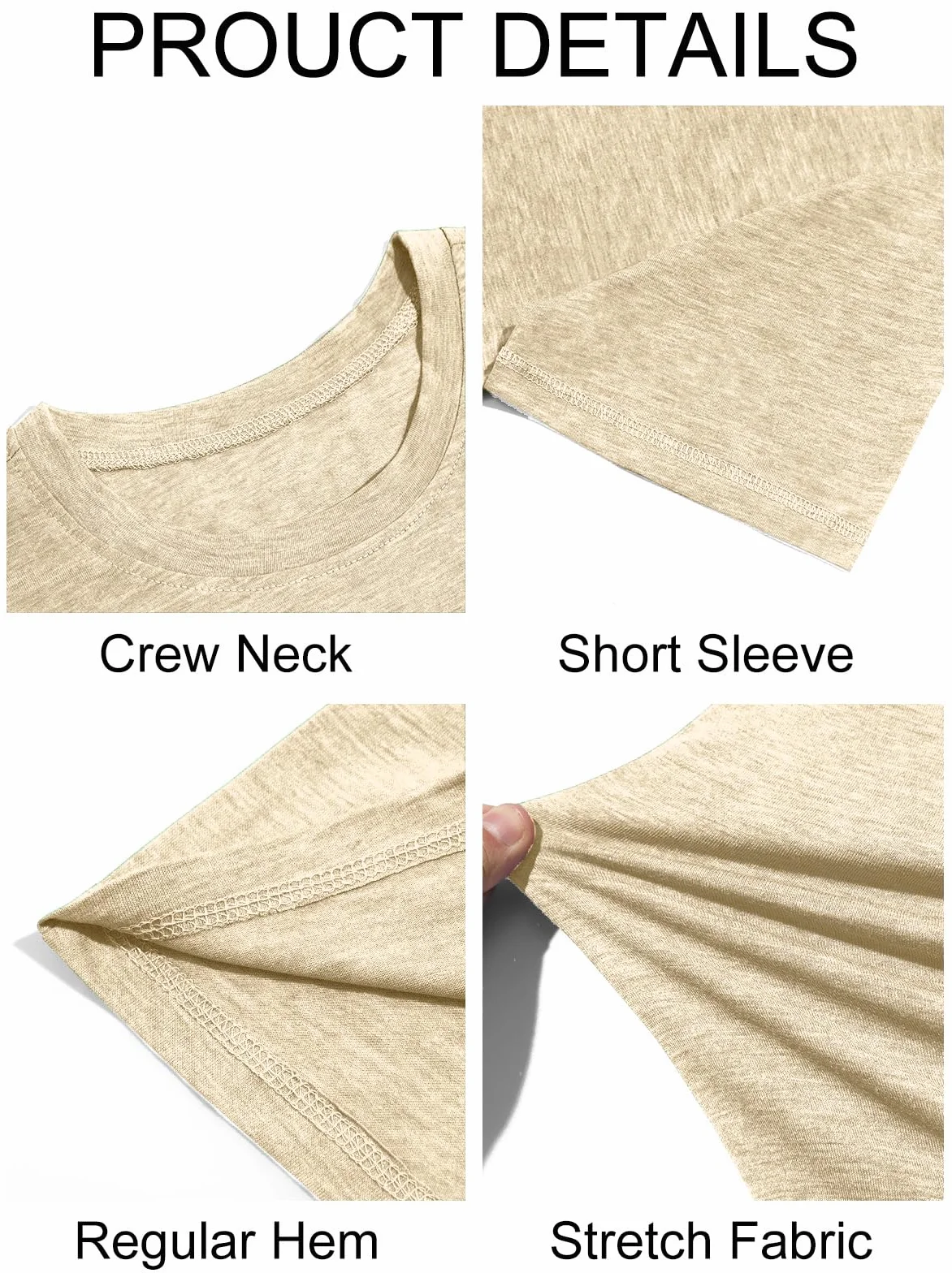 Runcati Męski T-shirt, okrągły dekolt, krótki rękaw, na lato, regularny krój, sportowa koszulka funkcyjna, jednokolorowa, basic, podkoszulek biznesowy