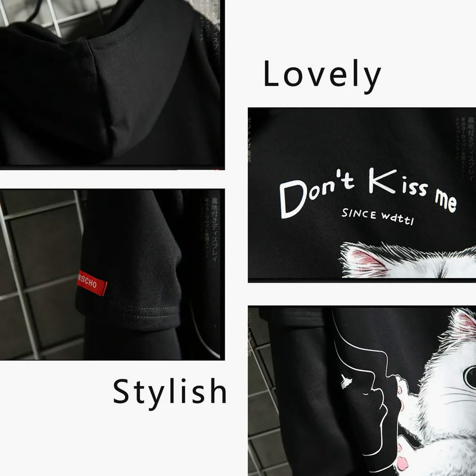 Bluza z kapturem, dla miłośników kota, unisex, z kaszmirem, ochrona przed zimnem, dla chłopców i dziewczynek, pogrubiona bluza na jesień i zimę, bardzo duża, długie rękawy, modna, spersonalizowana, ciepła kurtka męska, M-5XL
