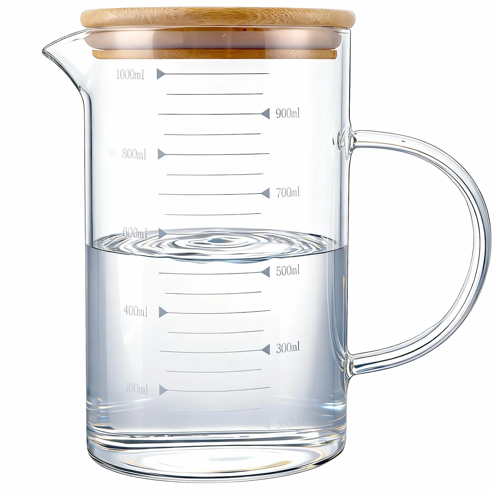YAYODS Szklany kubek z miarką 1 l – kubek z miarką 1000 ml – odporne na wysokie temperatury szkło borokrzemowe kubek z miarką z podziałką – szklany kubek z miarką z uchwytami do kuchni