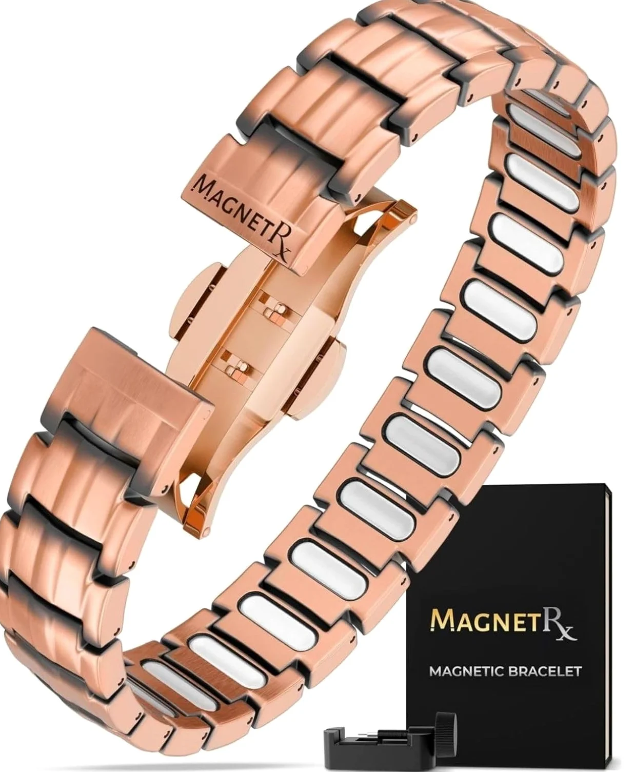 MagnetRX Magnetyczna miedziana bransoletka dla mężczyzn - EllipseMAX 5X siła 5000 magnesów Gaussa - zaprojektowana w USA i zatwierdzona patentem - męska miedziana bransoletka premium z regulowaną