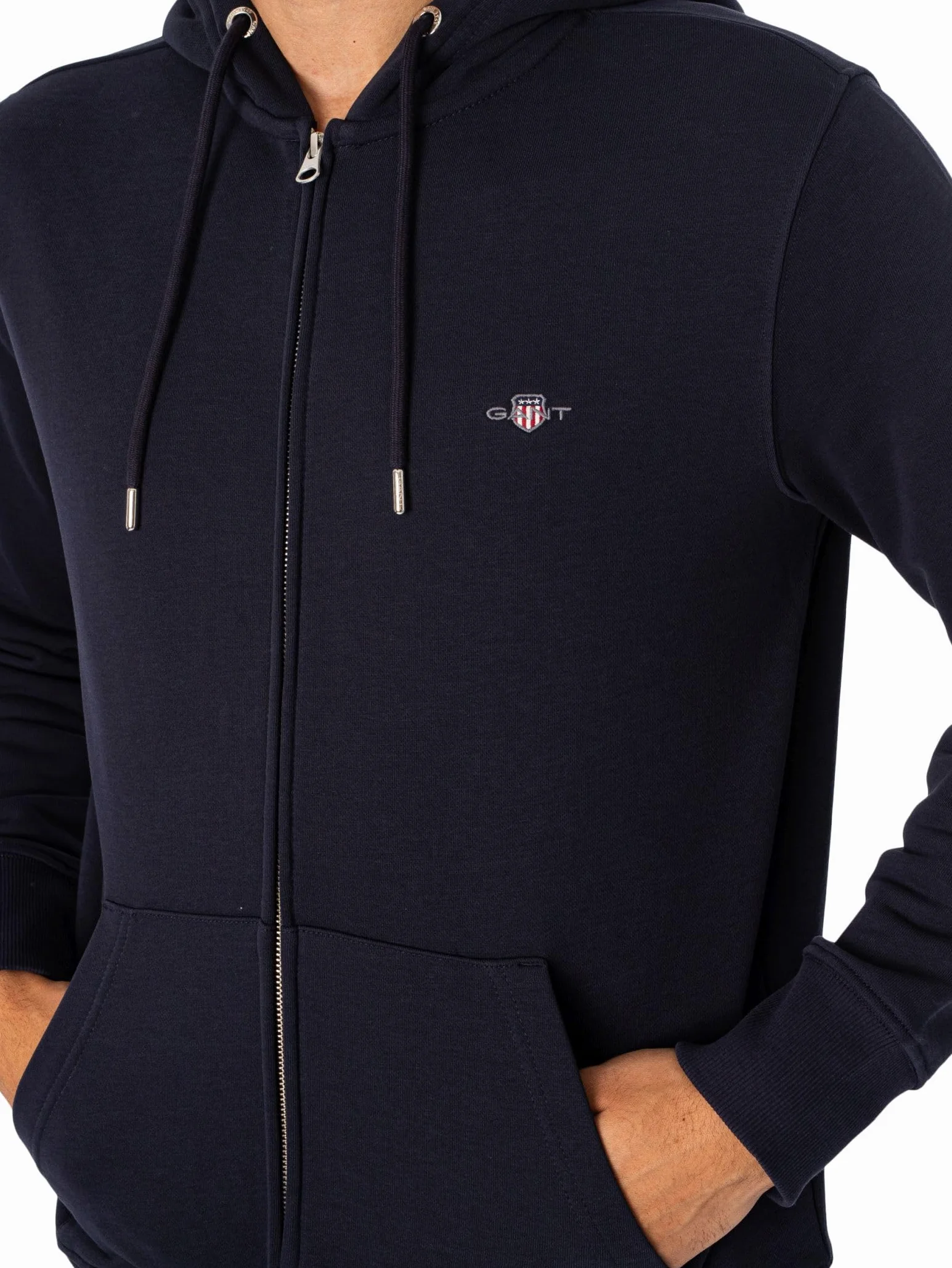GANT Męska bluza z kapturem REG Shield Full Zip Hoodie bluza z kapturem, Evening Blue, standardowa, niebieski (Evening Blue)