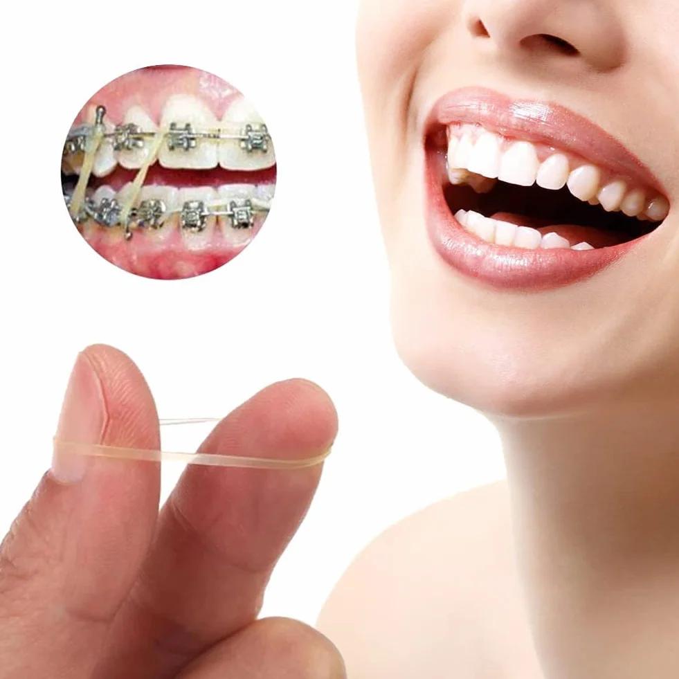 Ortodontyczne gumki gumowe, ortodontyczne luki dentystyczne 3/16 przezroczyste elastyczne taśmy, 300 sztuk uniwersalne, Orthodontics Rubber Band Tool