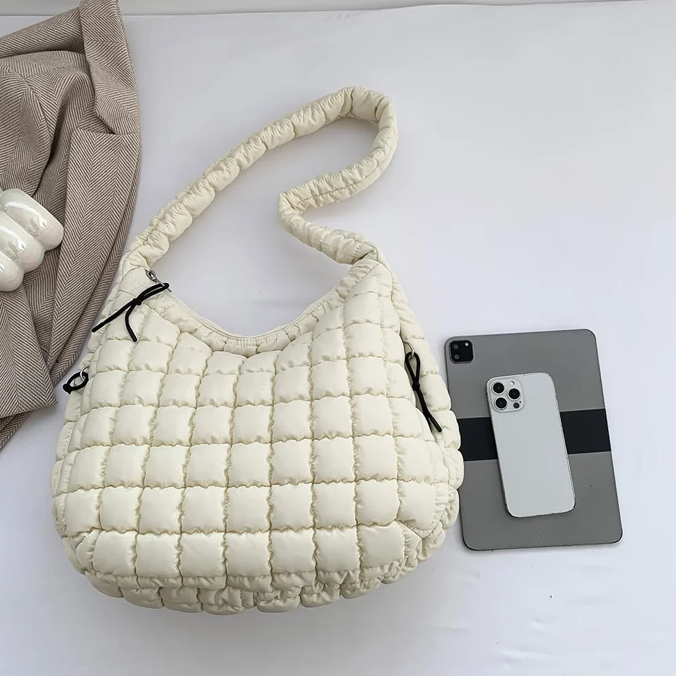 Damska torba hobo w chmurze duża pojemność pikowana bąbelki torba crossbody jednolity kolor modna wyściełana torba na ramię puffer torby na ramię