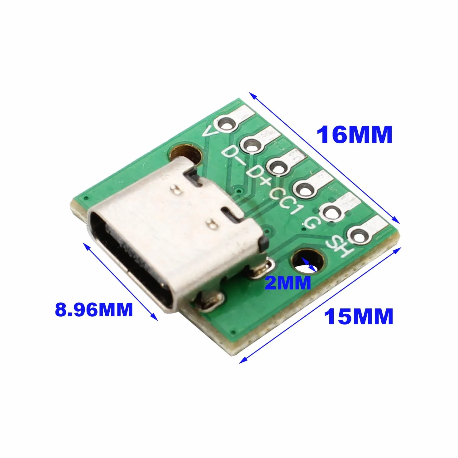 RUNCCI-YUN 10 sztuk adapter USB C na DIP PCB Breakout Board Testboard Tester Gniazdo lutownicze, 2,54 mm Pitch, 16 pinów 3.1 typ C na 6P DIY konwerter