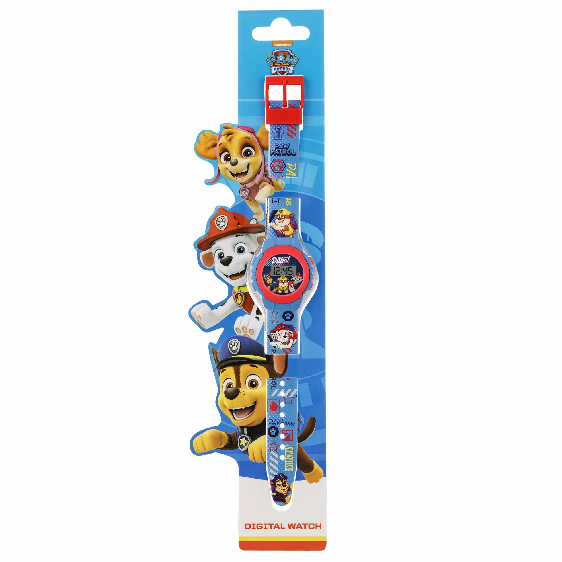 Paw Patrol Cyfrowy zegarek kwarcowy dla chłopców z plastikowym paskiem PAW4555 AMZ, NIEBIESKI