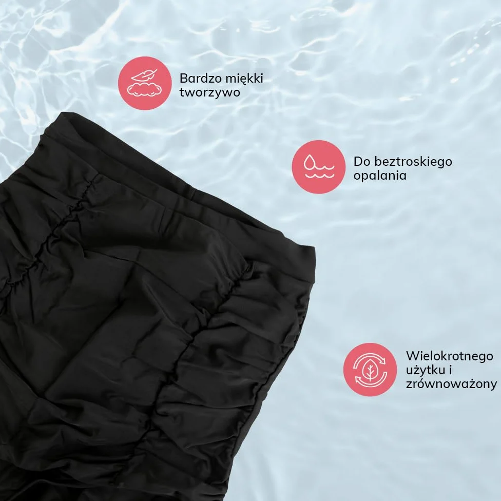MYLILY Spodnie bikini damskie Shape z falbankami, czarne | Dół od bikini z wysokim stanem | Spodnie bikini wyszczuplające damskie | Bikini z efektem modelującym