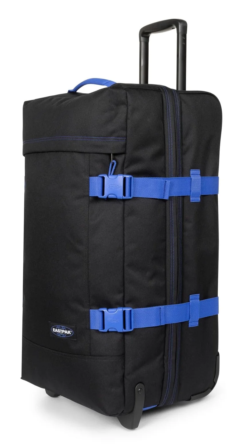 Eastpak Tranverz M walizka podróżna średniej wielkości z zamkiem TSA, dwoma przegródkami i paskami kompresyjnymi, pojemność 78 l, 67 x 35,5 x 30 cm - Kontrast czarno-niebieska