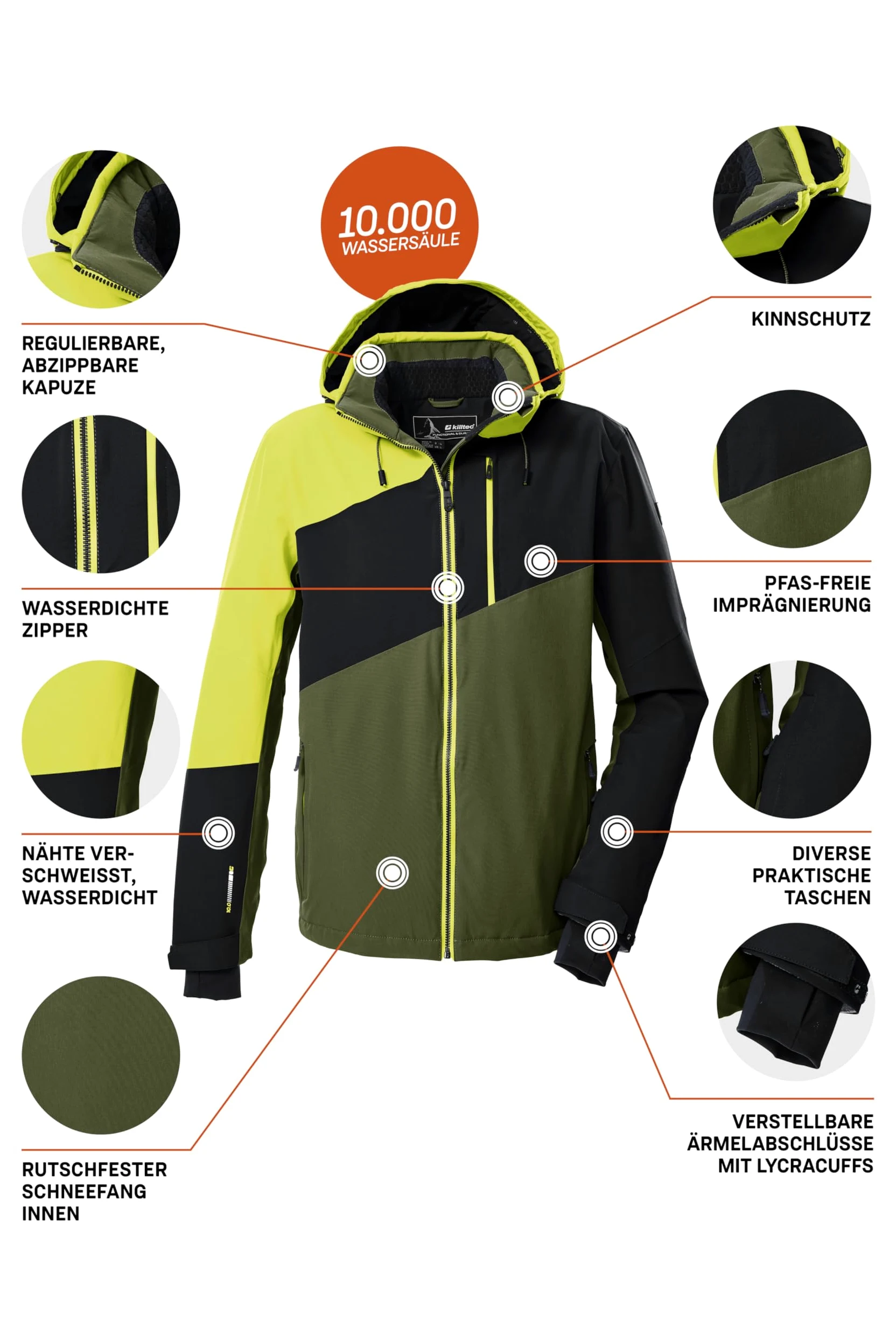 Killtec Kurtka outdoorowa/funkcjonalna z odpinanym kapturem i osłoną przeciwśnieżną Mężczyźni Ksw 32 Mn Ski Jckt