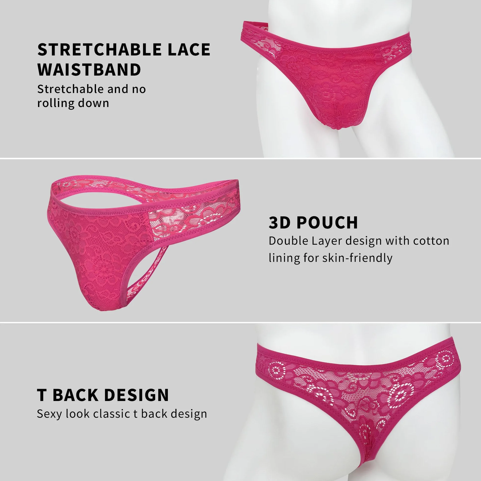 Koronkowe stringi dla mężczyzn 2 paczki S-4XL