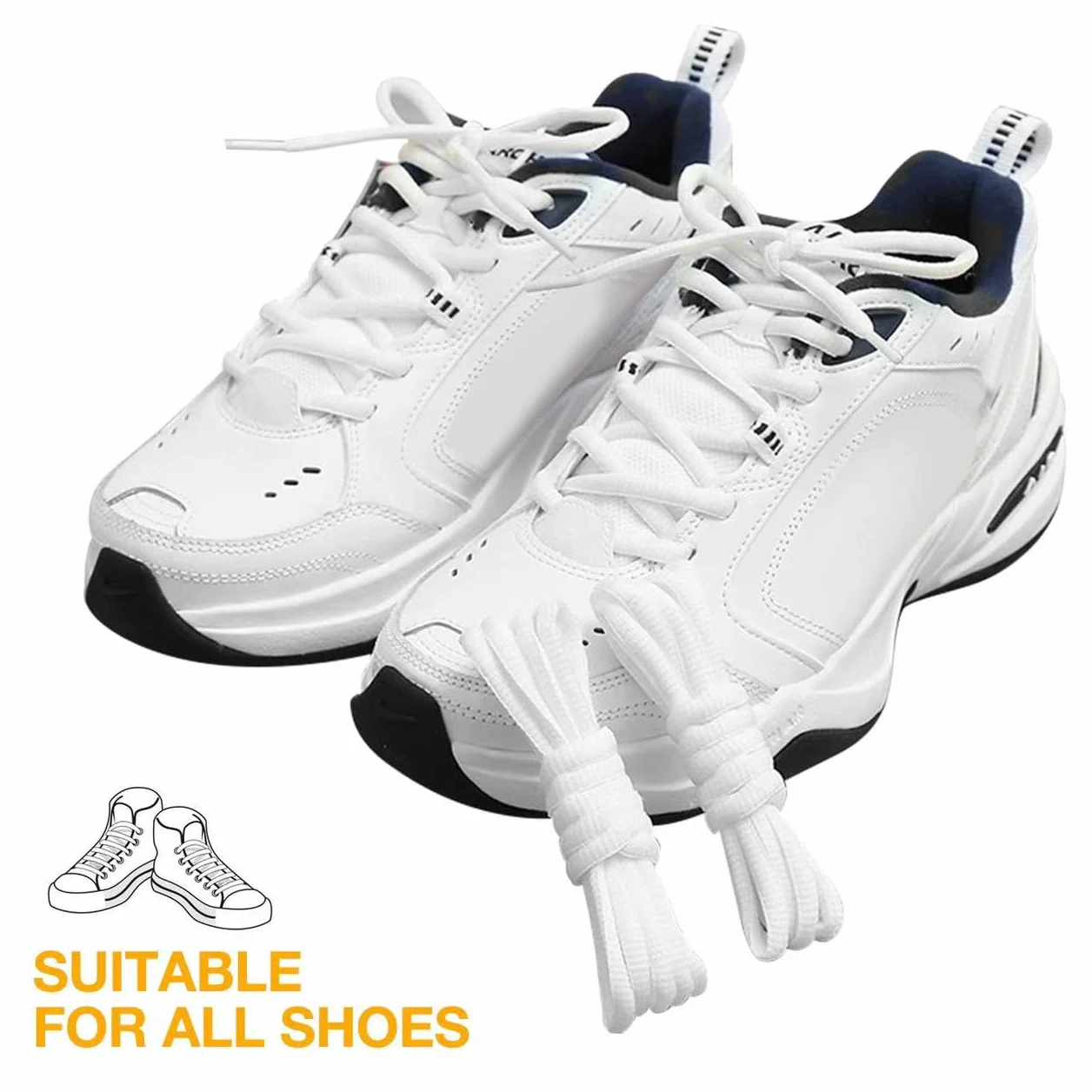 2 pary sznurowadeł klasy premium, białe, odporne na rozerwanie sznurowadła [6 mm szerokości], białe sznurowadła 100 cm, zapasowe Shoelaces do sneakersów, butów sportowych, butów do biegania,