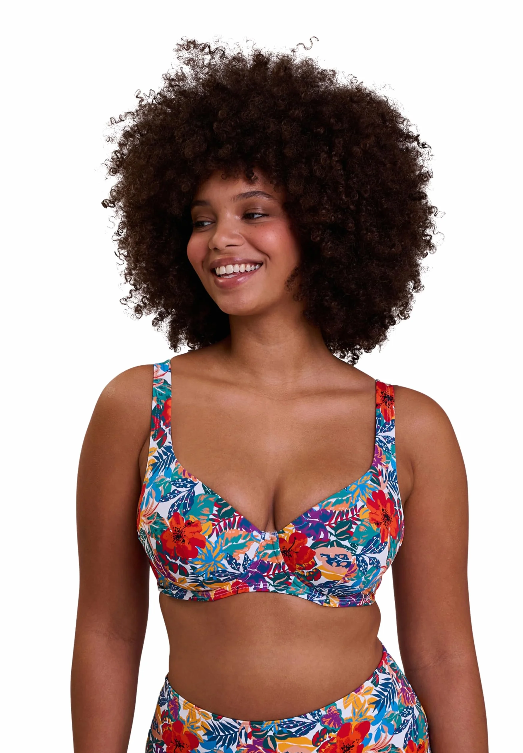 Sans Complexe Curaçao bikini damskie 85D wielokolorowy nadruk tropikalny