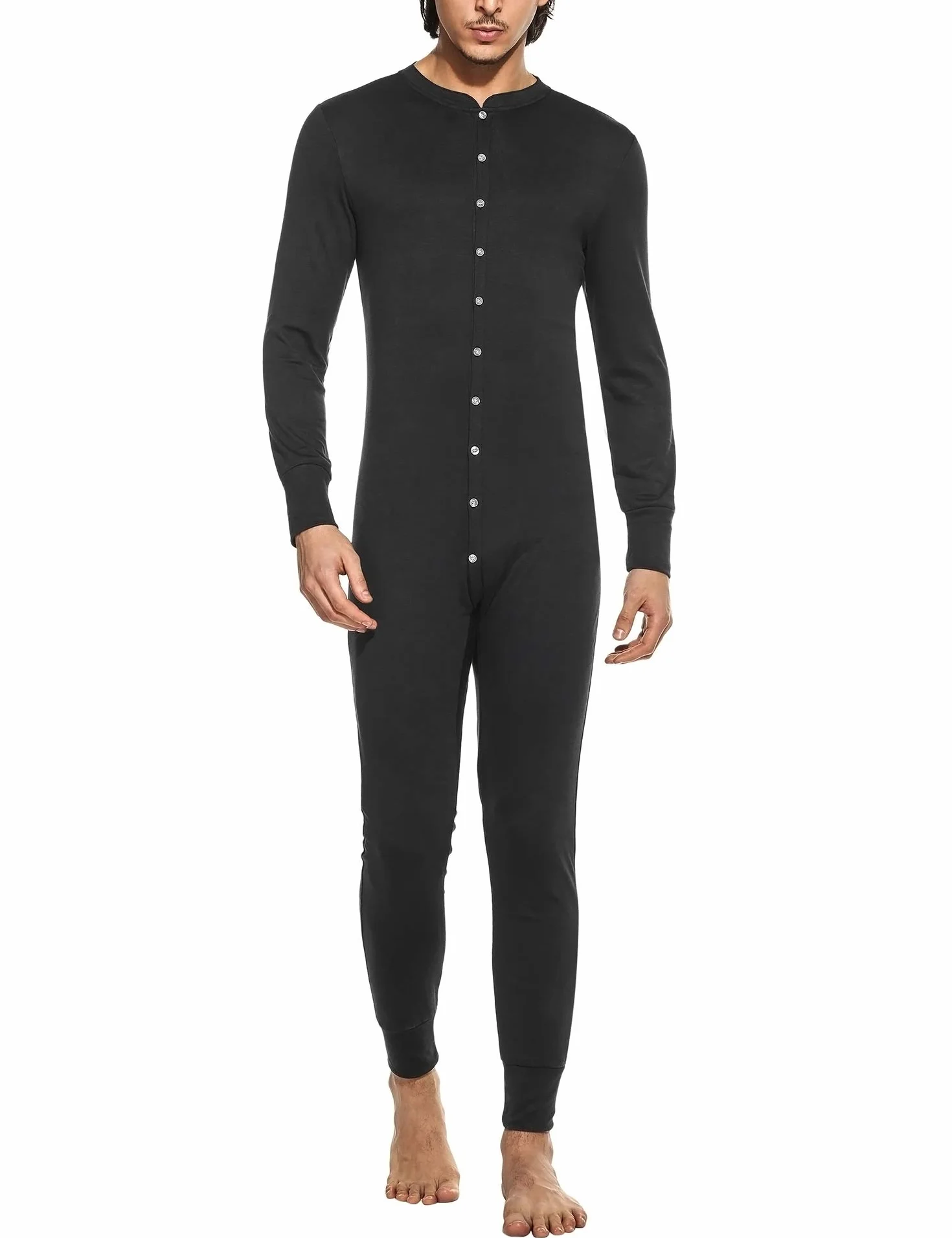 Hotouch Bielizna termiczna, męska, kombinezon jednoczęściowy, bawełna Onesie, bielizna termiczna, piżama na zimę, S-XXL