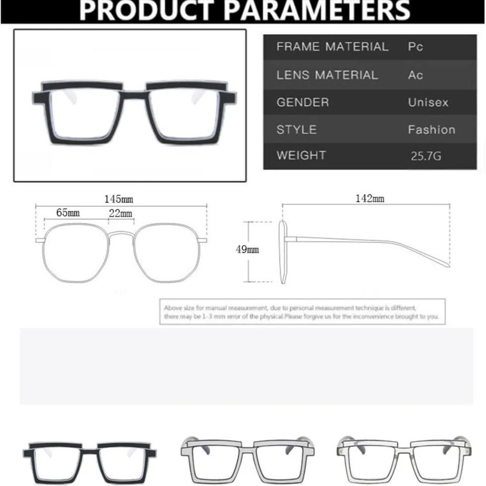 Retro prostokątne okulary ramka kobieta mężczyzna kwadratowe okulary