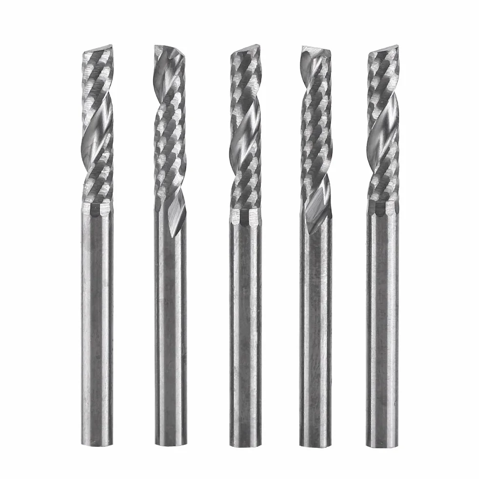 5 Sztuk 1/8 Shank Pojedynczy Rowek Frez Trzpieniowy Frez CNC Bit Narzędzie z Węglika Wolframu do Akrylu, Pcv, MDF, Cięcia Drewna