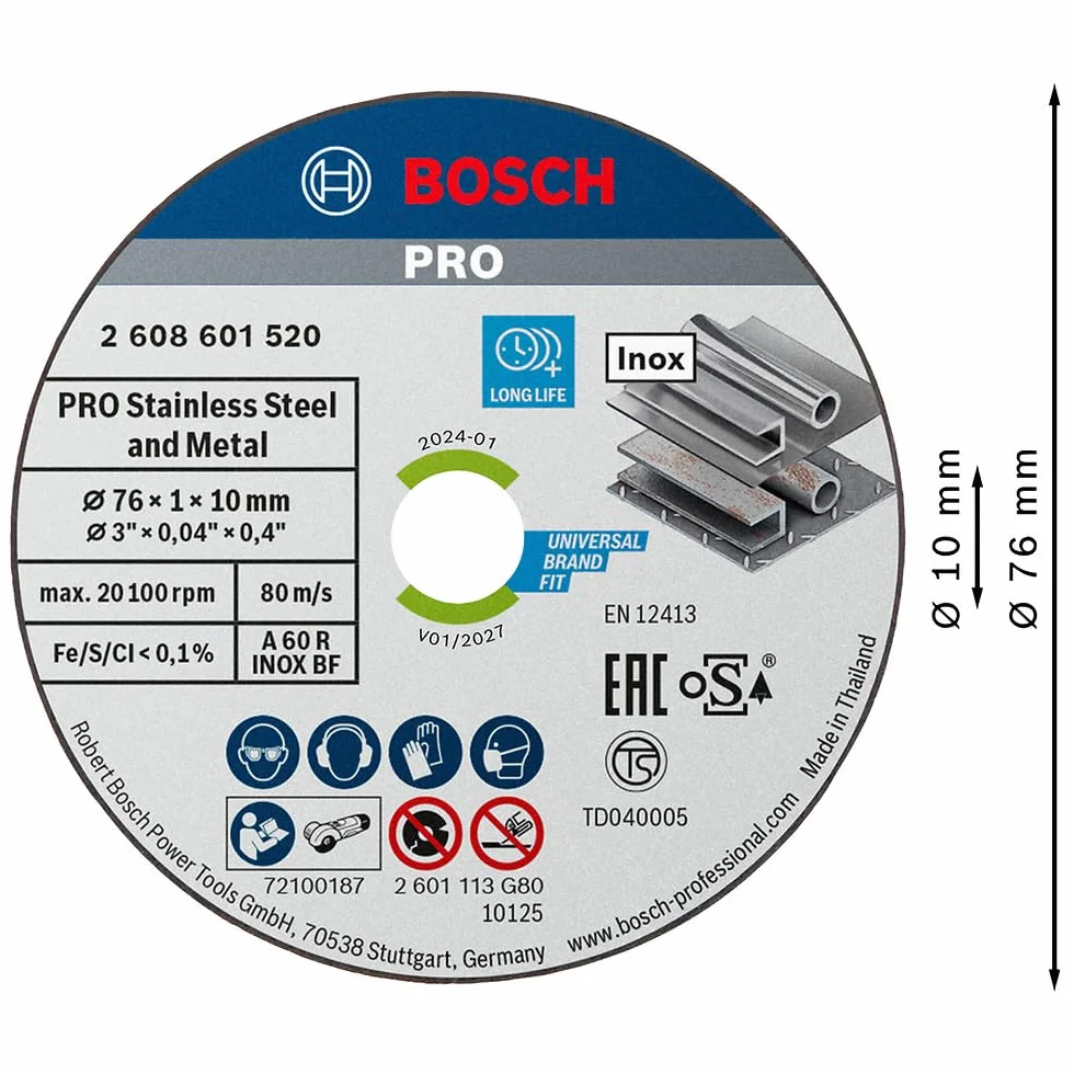 Bosch Accessories 5 sztuk ściernic Expert for Inox (do stali szlachetnej, 76 x 10 x 1 mm, akcesoria do szlifierki kątowej)