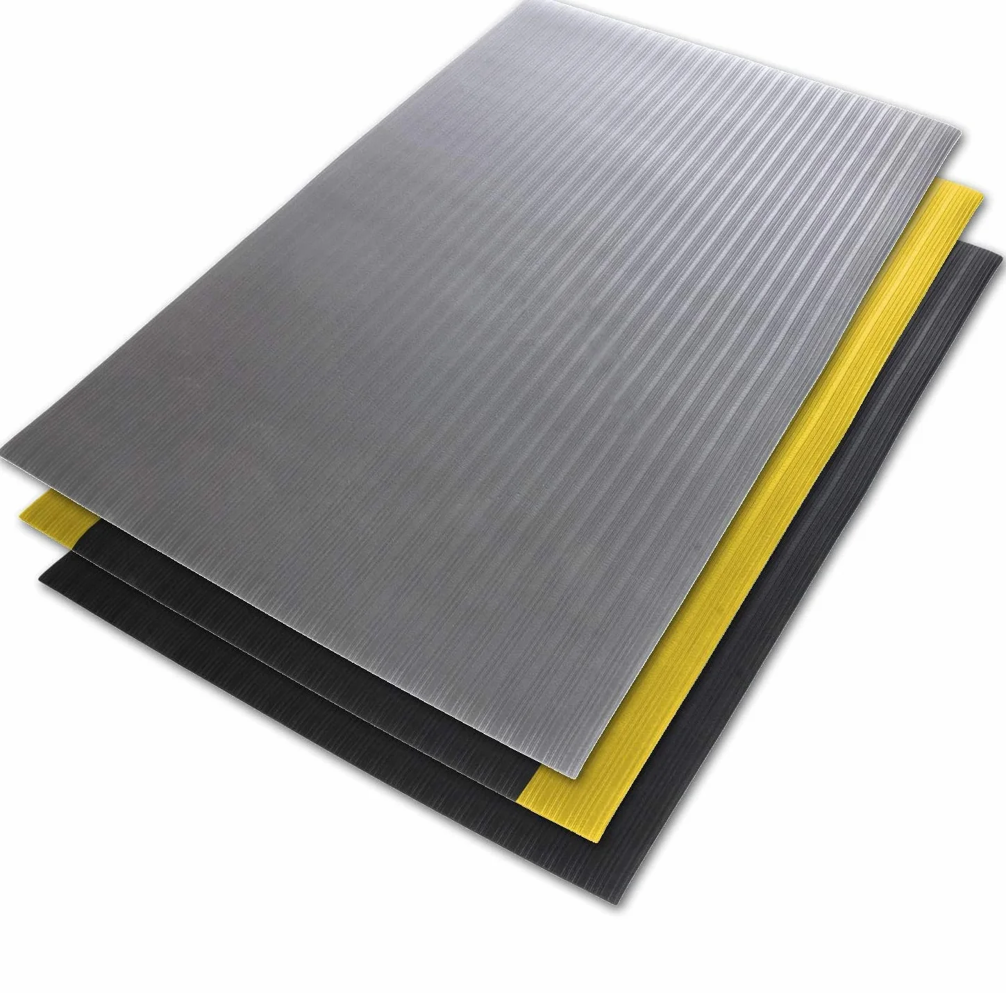 Floordirekt Mata przeciwzmęczeniowa Soft Work-Mat 120 x 250 cm, szara – ergonomiczna mata na miejsce pracy, prążkowana, antypoślizgowa i amortyzująca powierzchnia