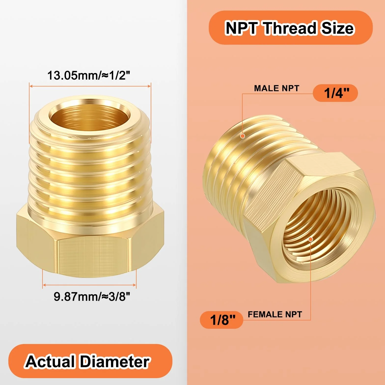 4-pak adapterów męskich na żeńskich, 1/10.2 cm MNPT x 1/20.3 cm FNPT