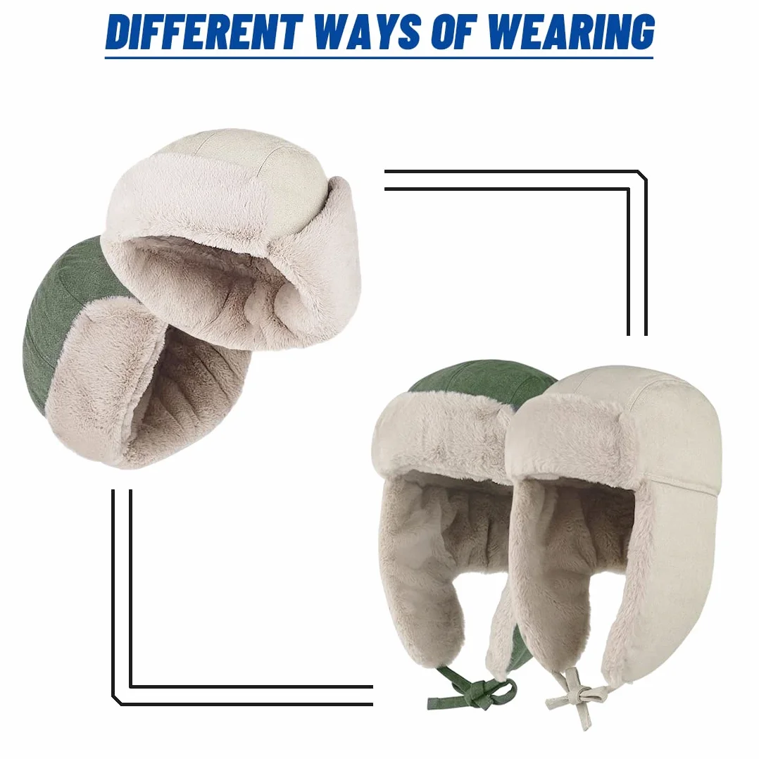 Gisdanchz Czapka zimowa czapka lotnicza Rosjanie czapka Ushanka Chapka wiatroszczelna czapka z nausznikami, wojsko, 54-56