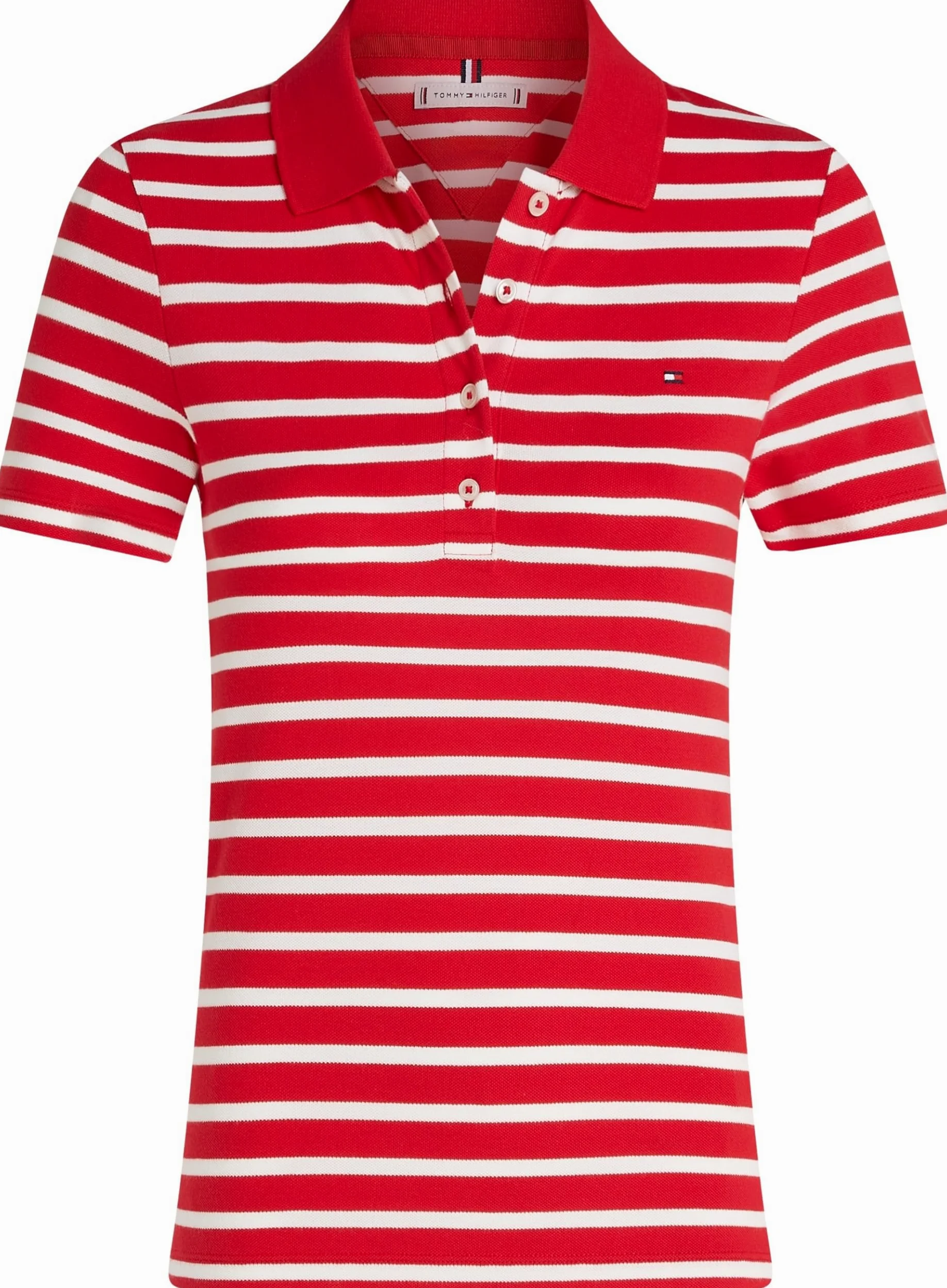 TOMMY HILFIGER Damska koszulka polo 1985 SLIM PIQUE SS WW0WW43225, czerwona, M, Czerwony (podstawowy czerwony/ecru Stp), M