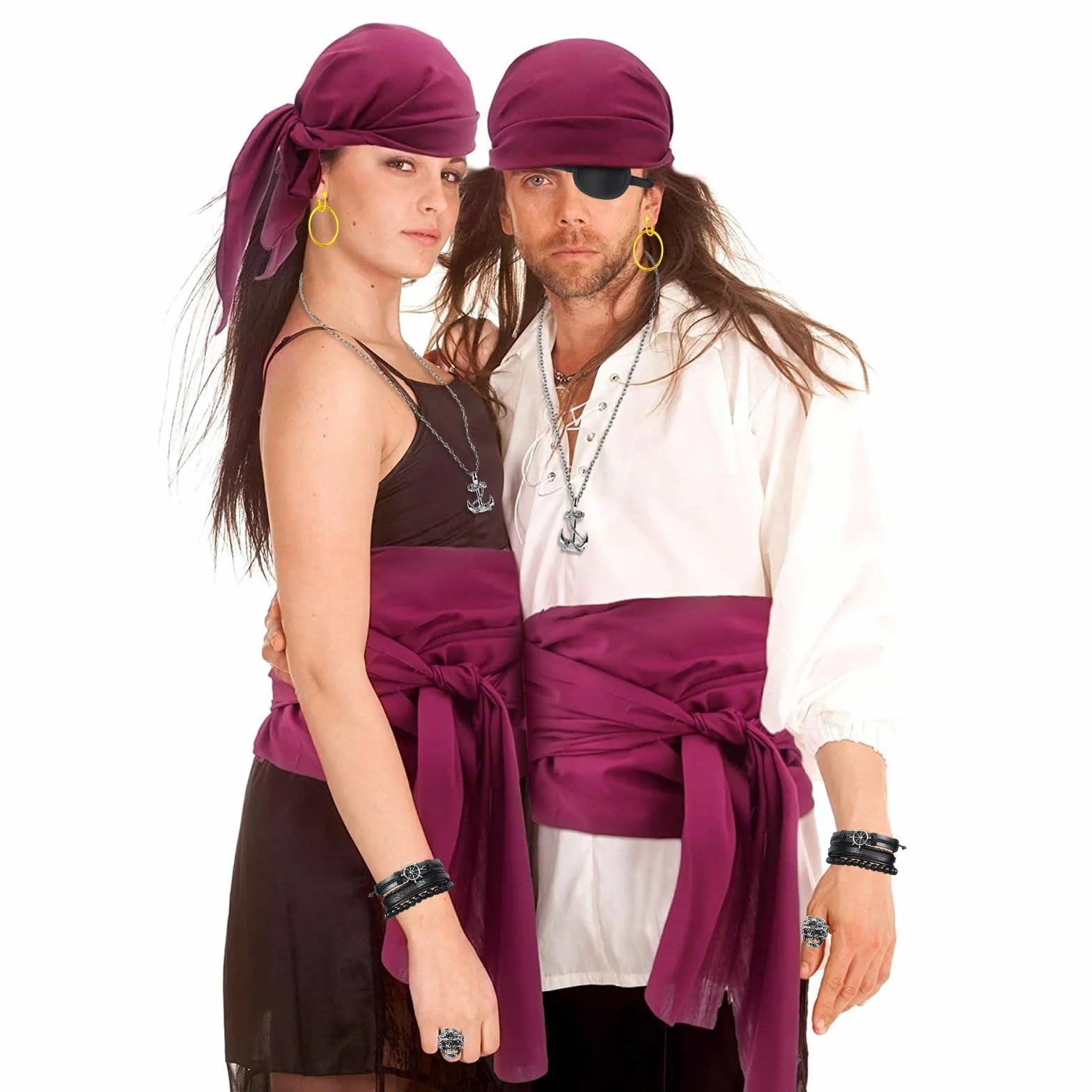Pirat akcesoria kostiumu bandana opaska naszyjnik kolczyki pierścionek bransoletka Halloween karnawał cosplay