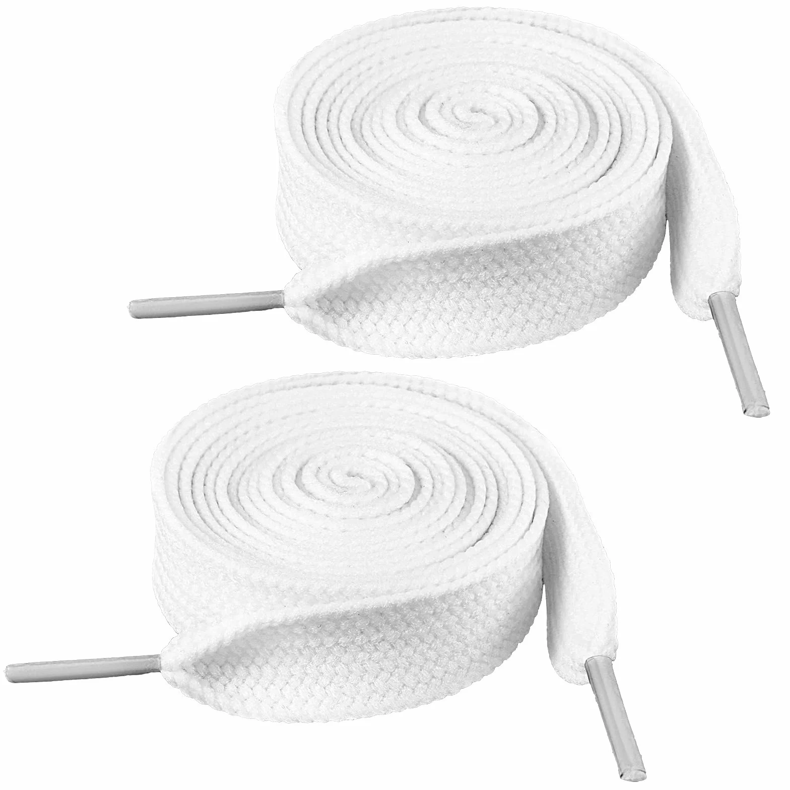 Ouligay 2 pary płaskich białych sznurowadeł do butów o szerokości 2 cm, 20 mm, białe sznurówki do butów, 119 cm, grube białe sznurowadła do trampek, długie sznurki do butów, dla mężczyzn i kobiet
